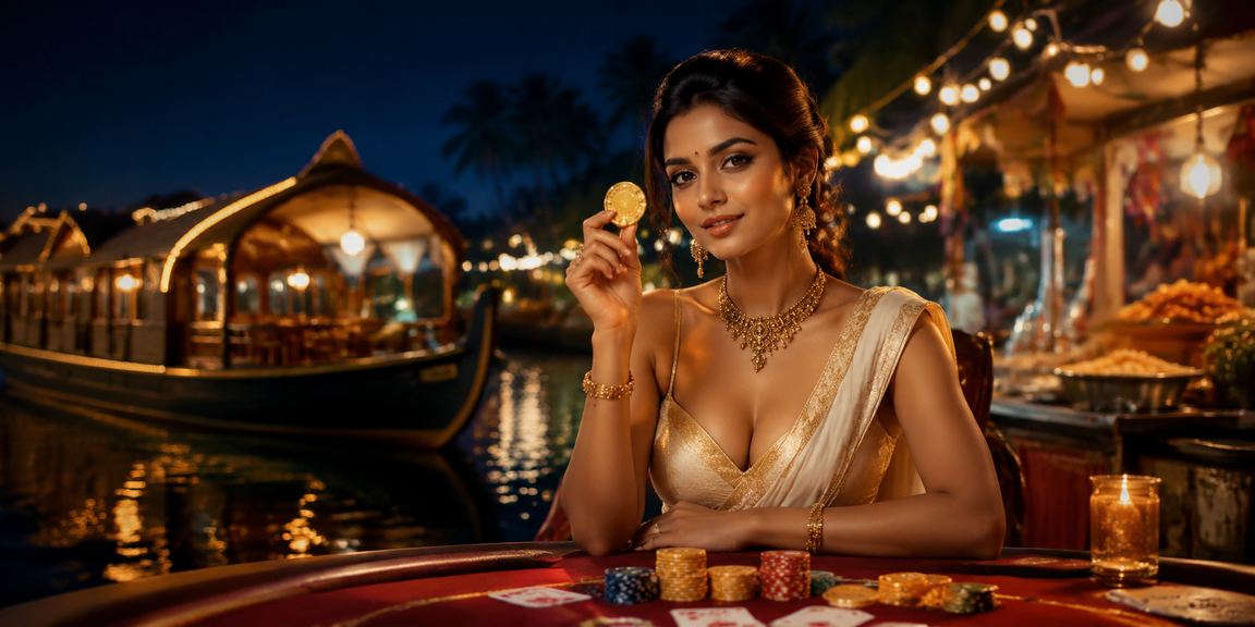 Poker game night market in Kerala backwaters